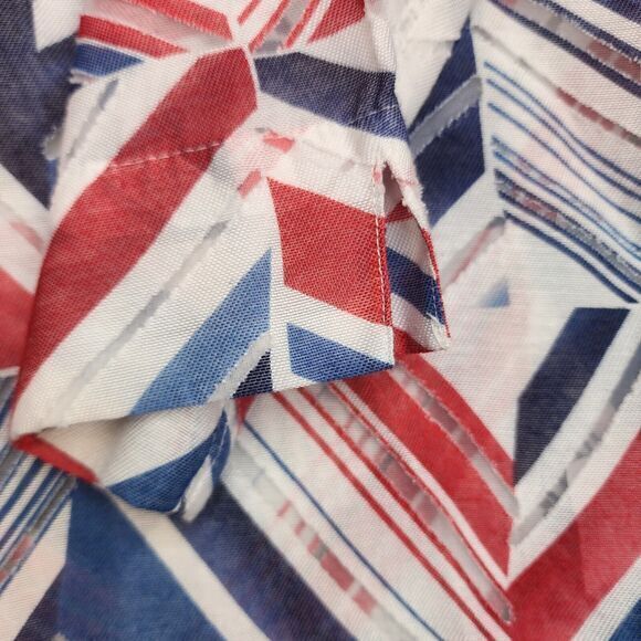 Alfred Dunner Blouse Womens 16 Geometric 3/4 Sleeve Patriotic USA 4th Of July - Picture 3 of 6